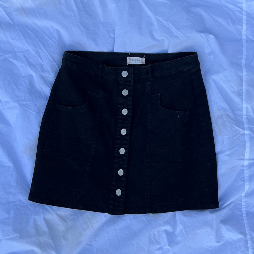 Black jean mini skirt